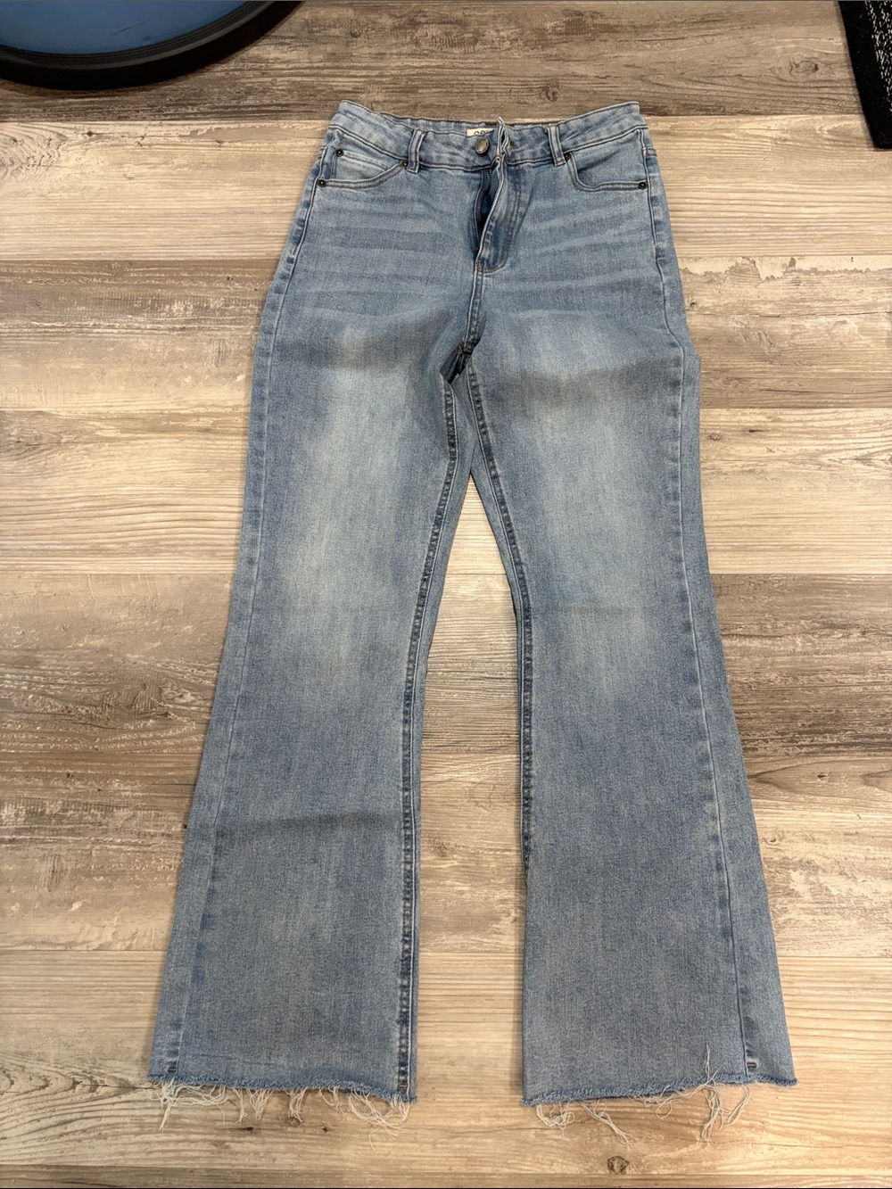 Oat New York Light Blue High-Rise Flare Jeans